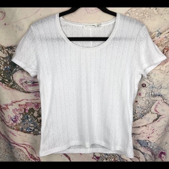Rag Bone jean short sleeve White eyelet crop top - Picture 3 of 8